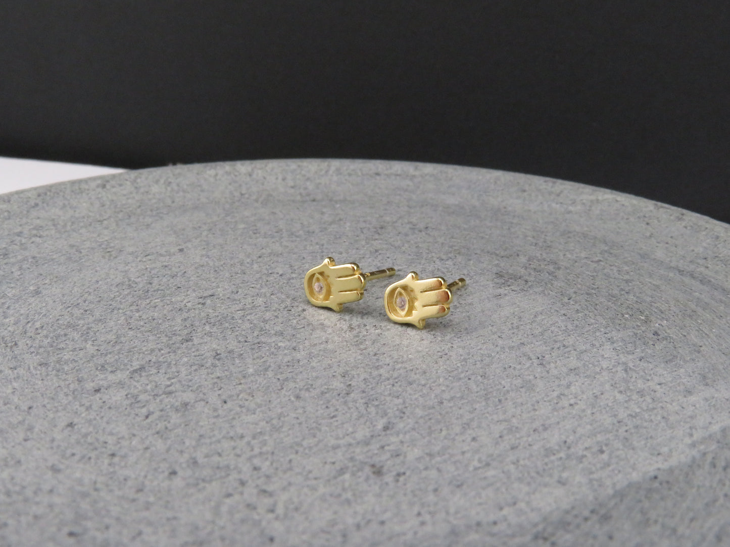 Mini Hamsa Post Earrings - Gold