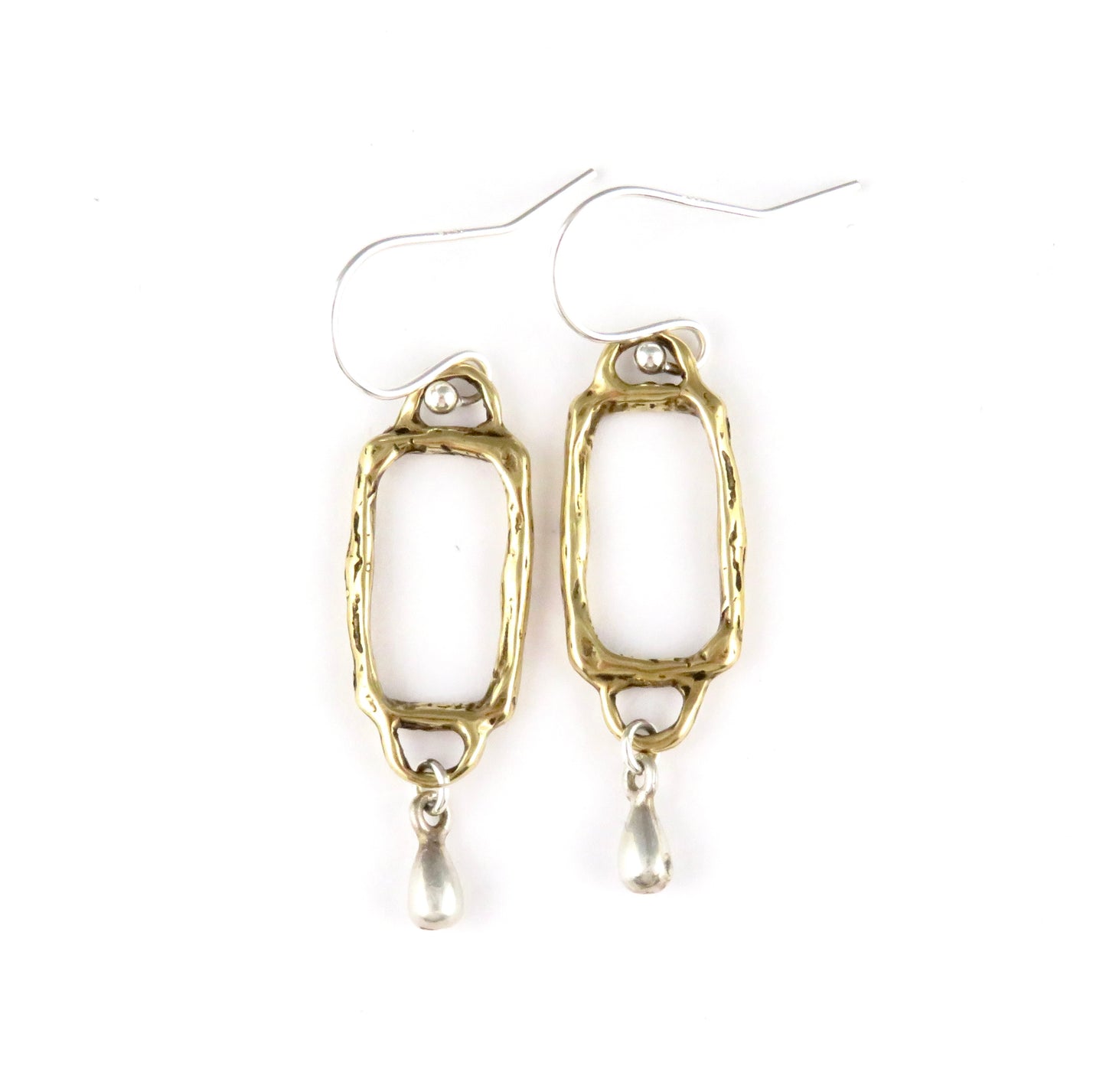 Two Tone Rectangle Link Earrings