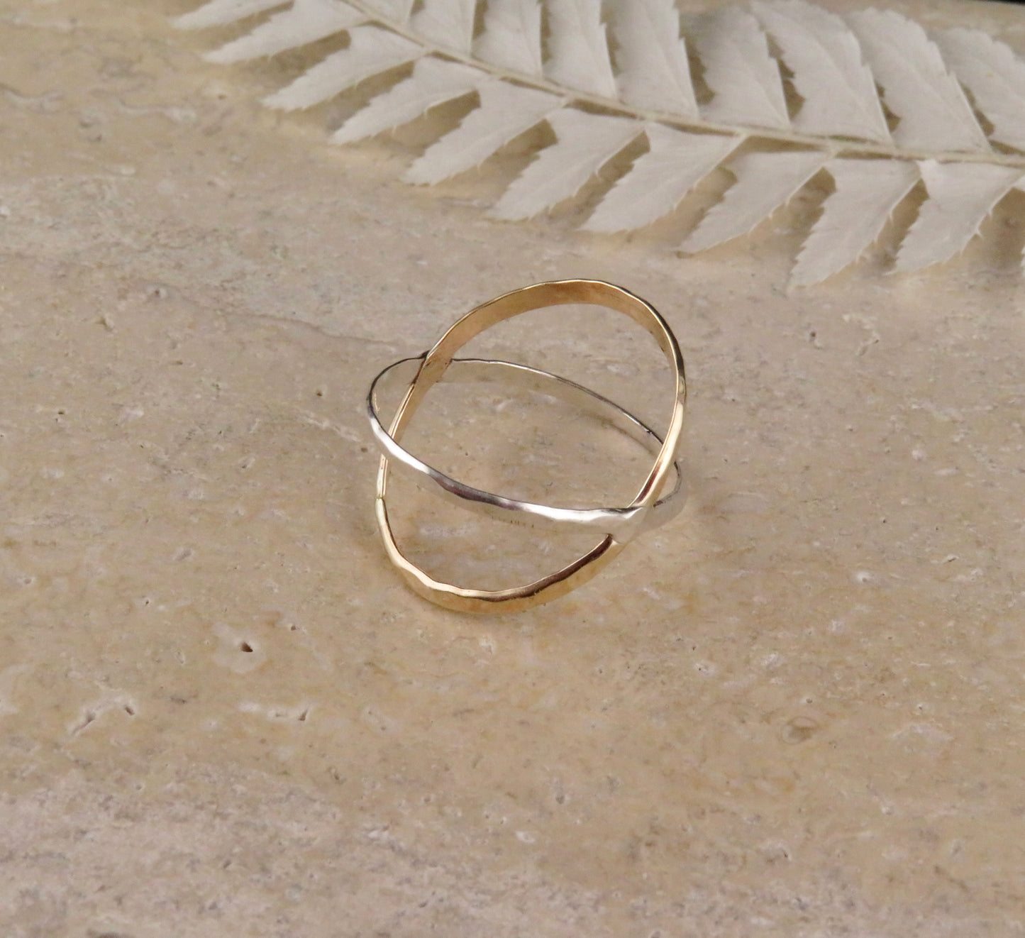 Mixed Metal Criss Cross Ring
