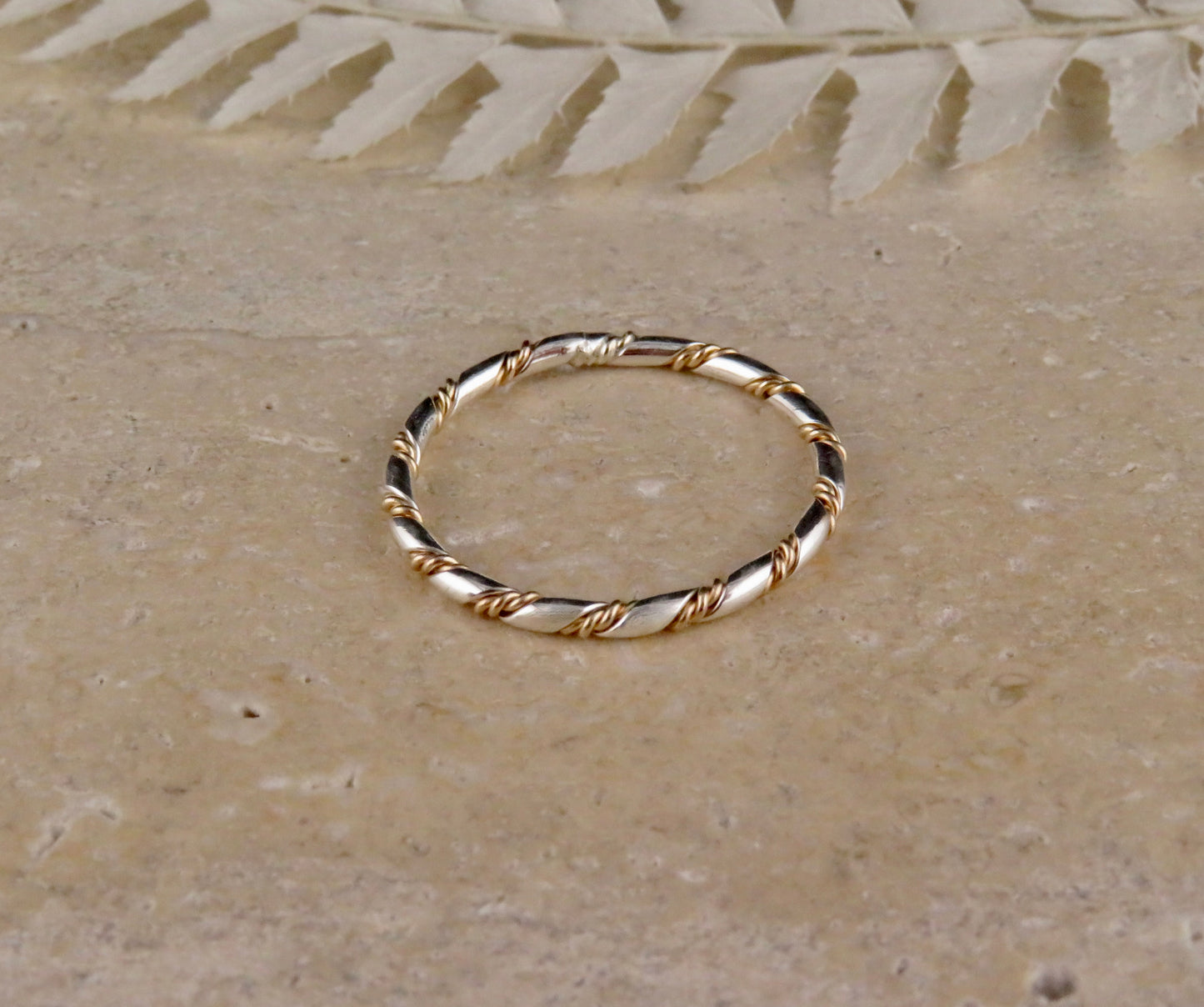 Textured Twist Ring - Silver/Gold
