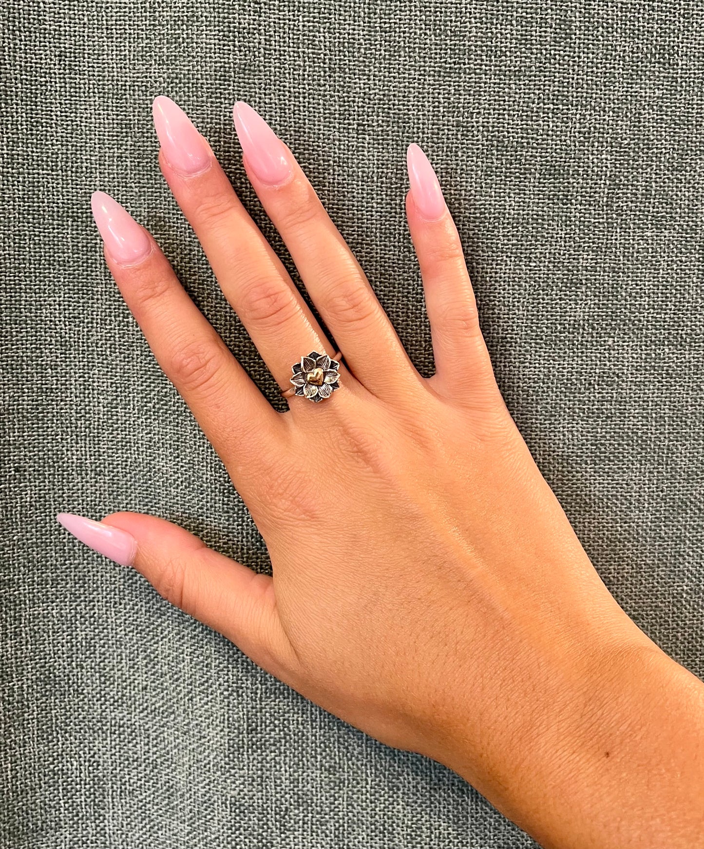 Heart in Lotus Mixed Metal Ring