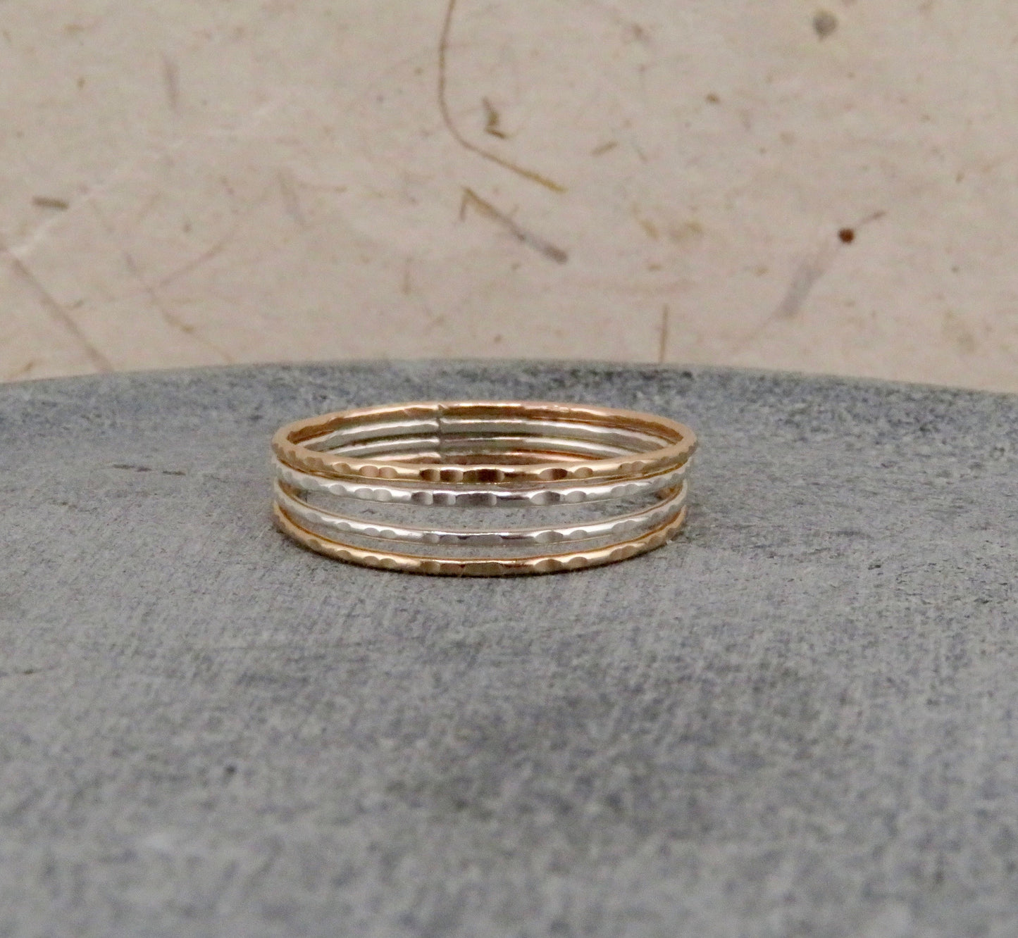 Four Stand Hammered Wire Ring - GF/Sterling