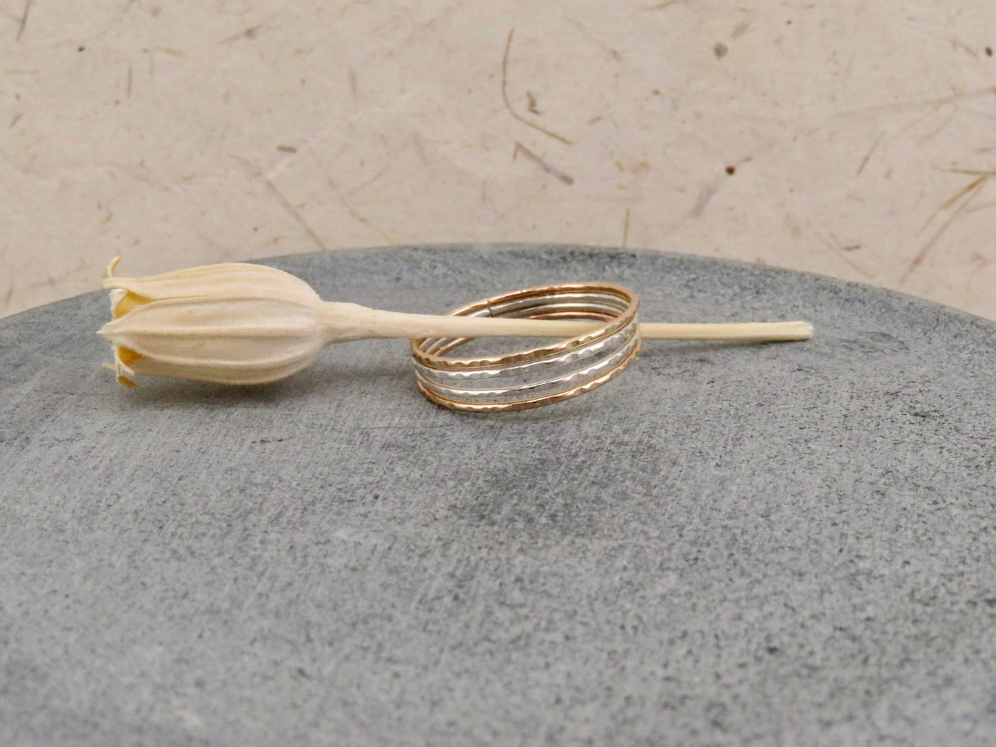 Four Stand Hammered Wire Ring - GF/Sterling