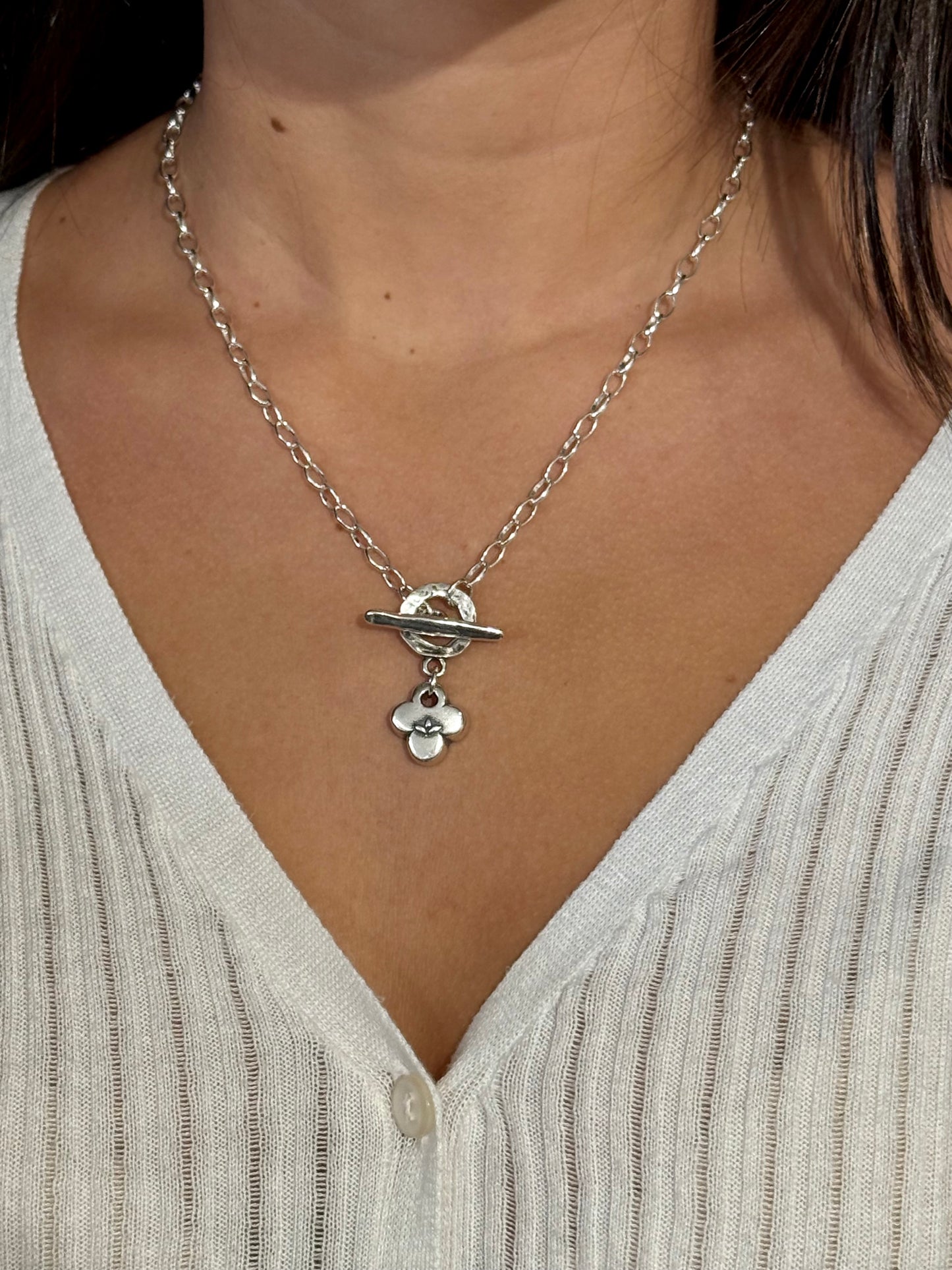 Clover/Quatrefoil Toggle Necklace - Sterling