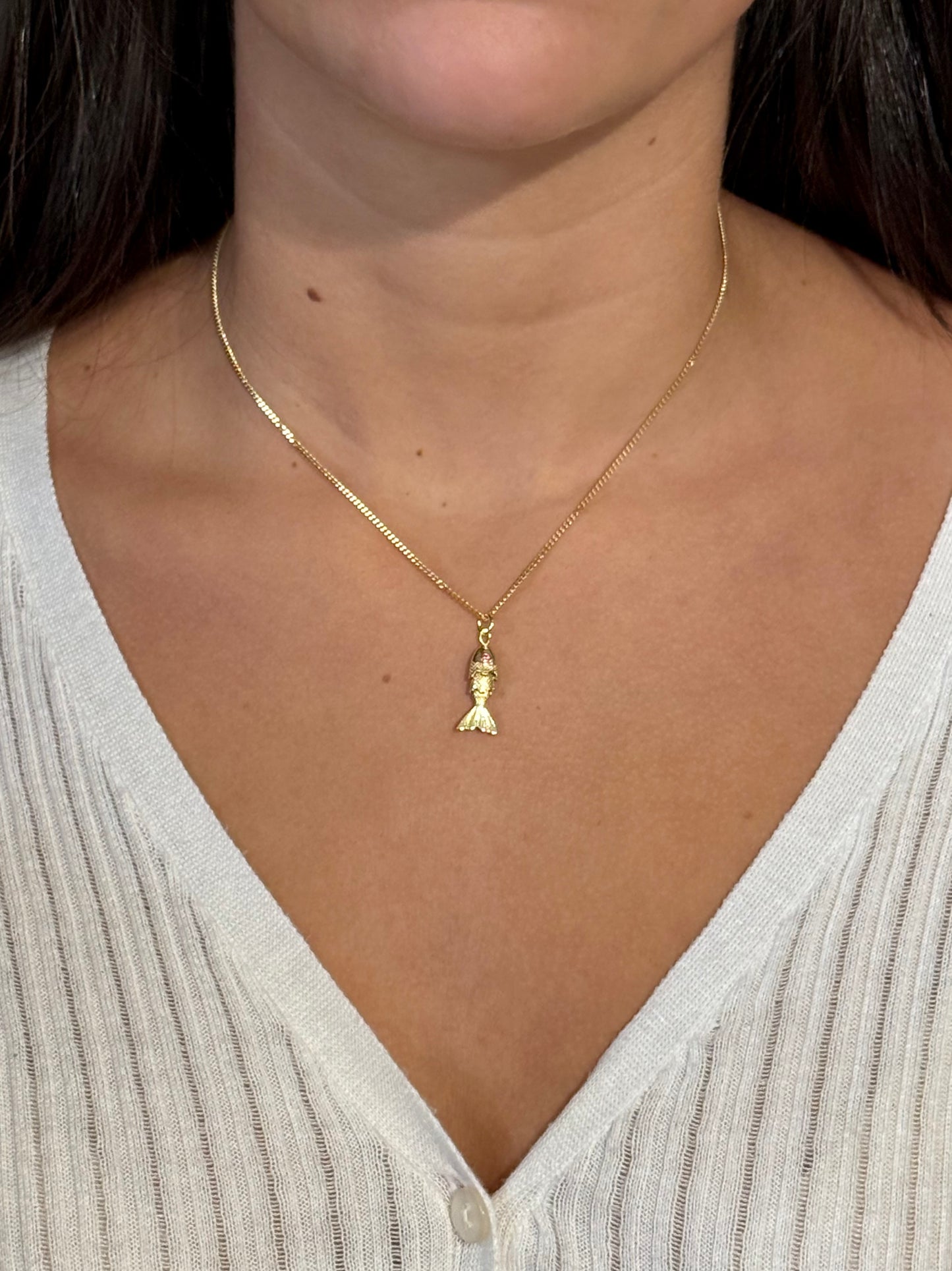 Small Gold Fish Necklace