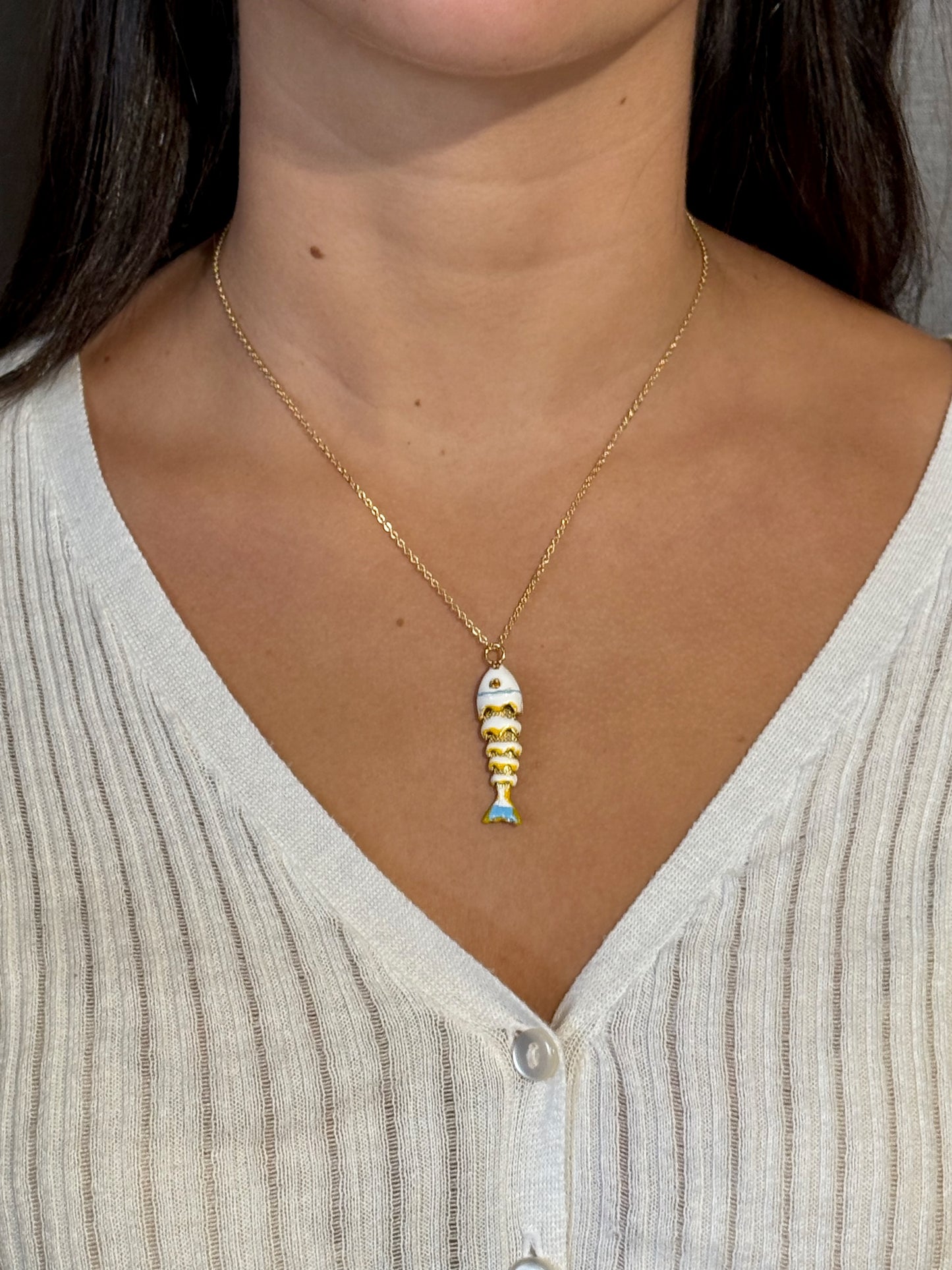 Enamel and Gold Fish Necklace