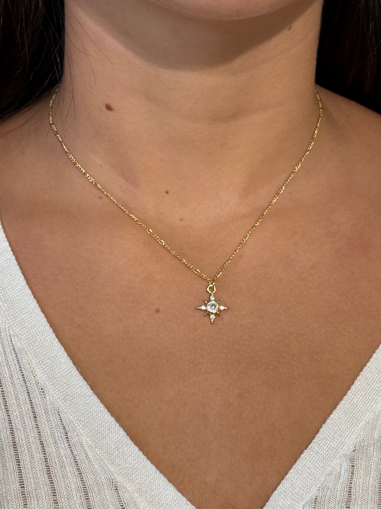 Four Point CZ Star Necklace - GF