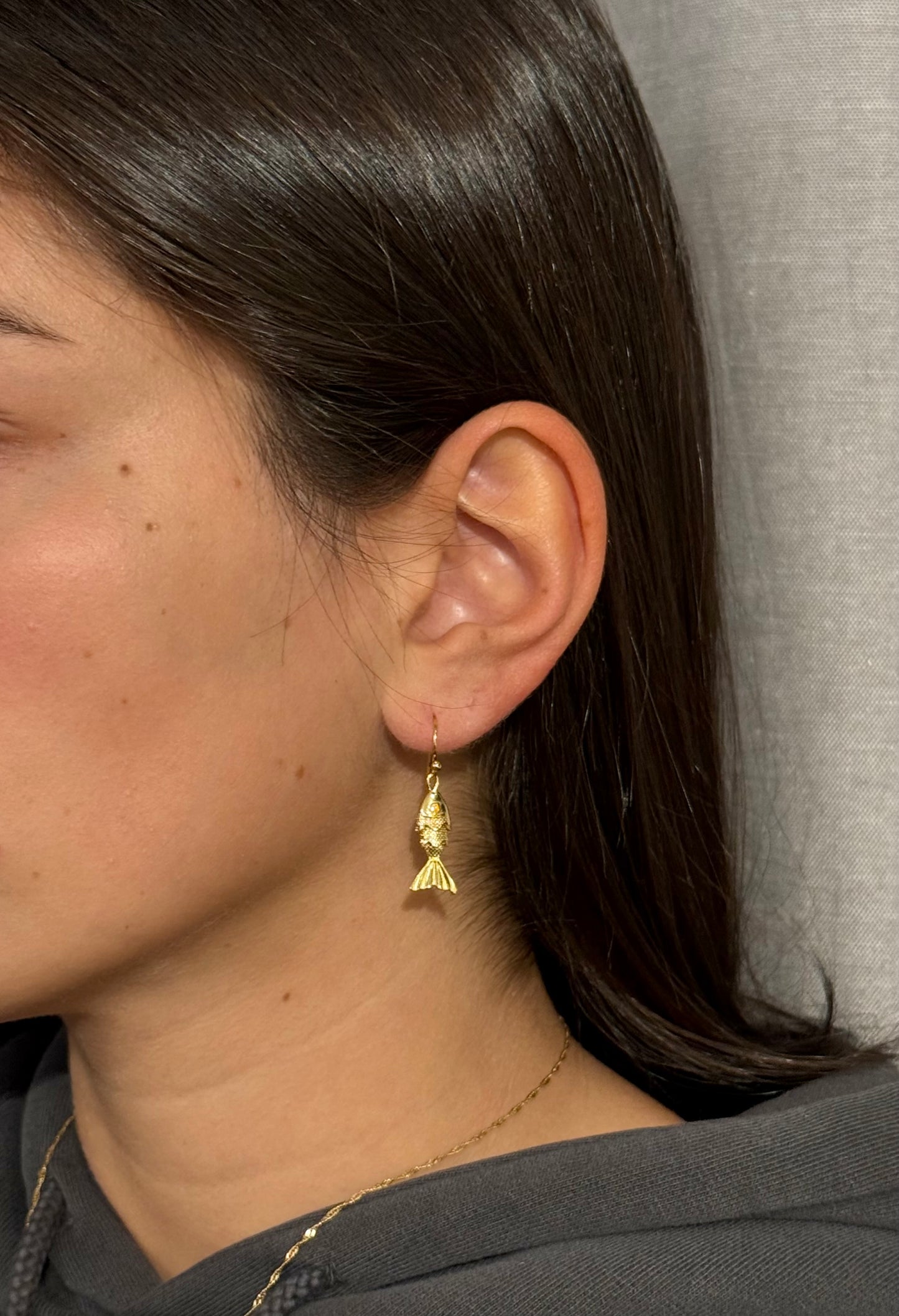 Small Gold Fish Earrings