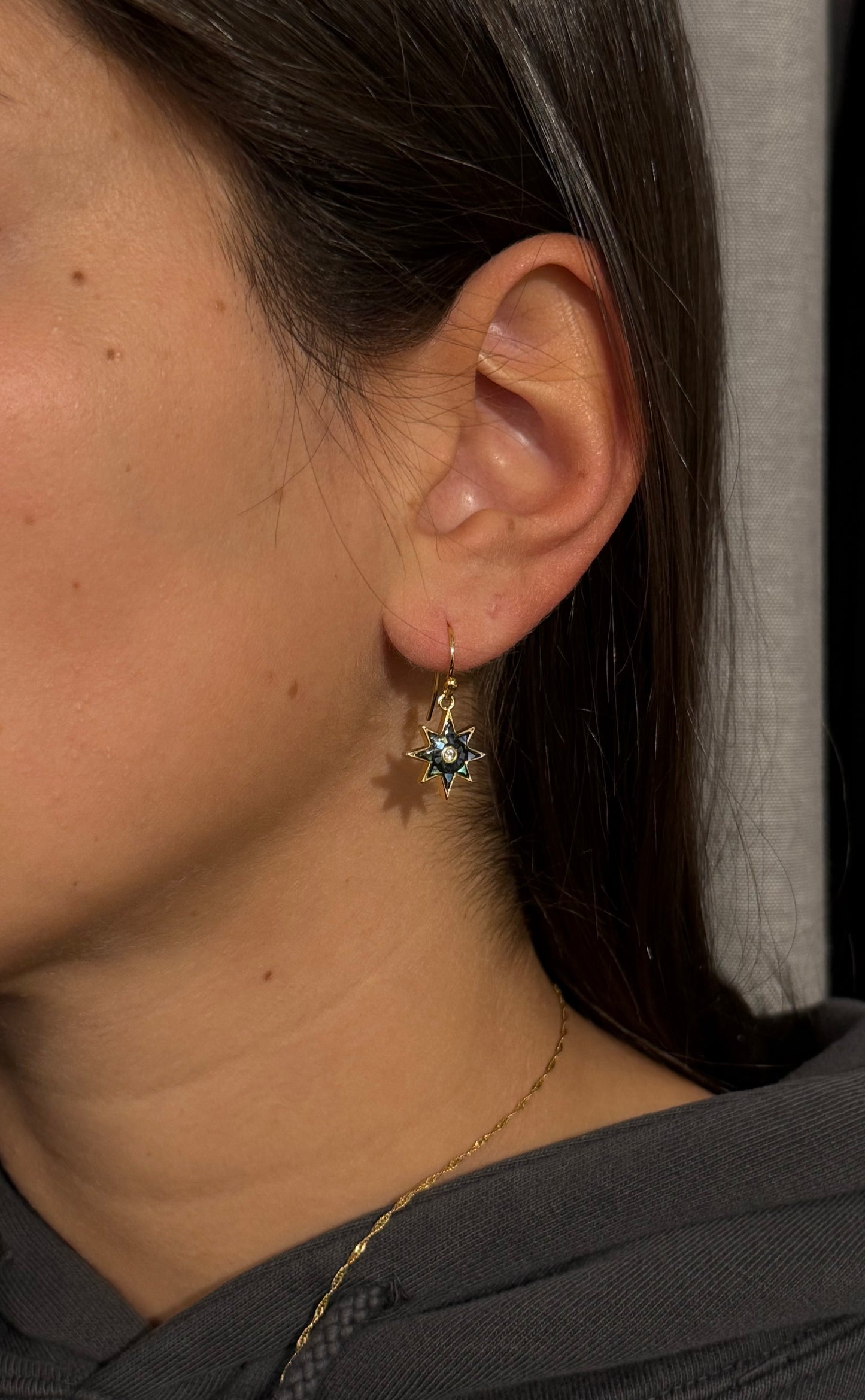 Mosaic Pearl Starburst Earrings - GF/Black