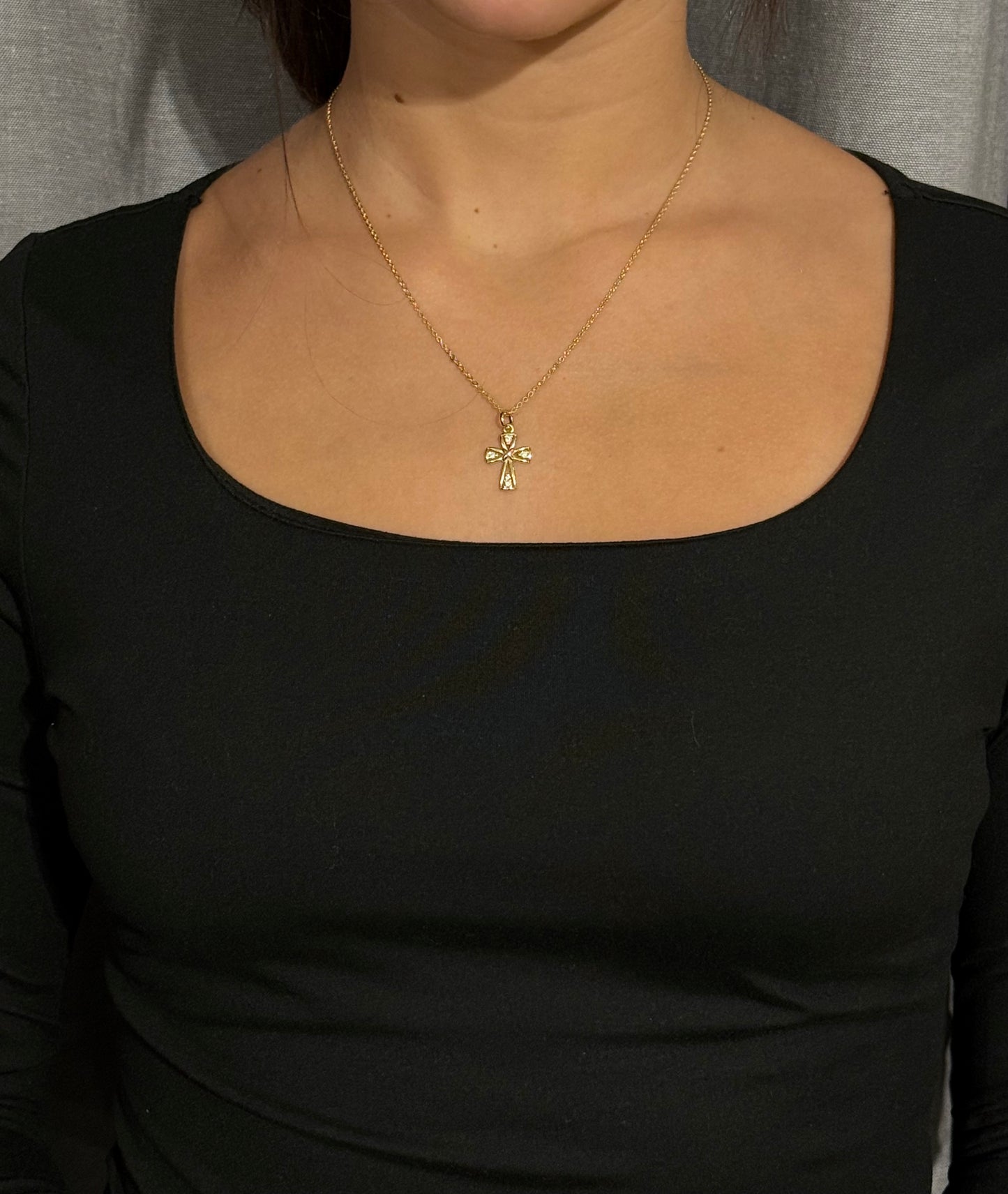 Open Cross CZ Necklace - GF