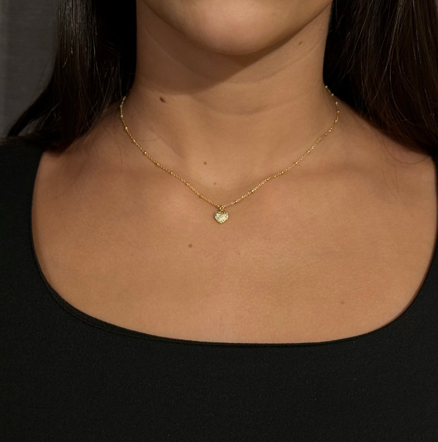 Mini CZ Heart Necklace - GF