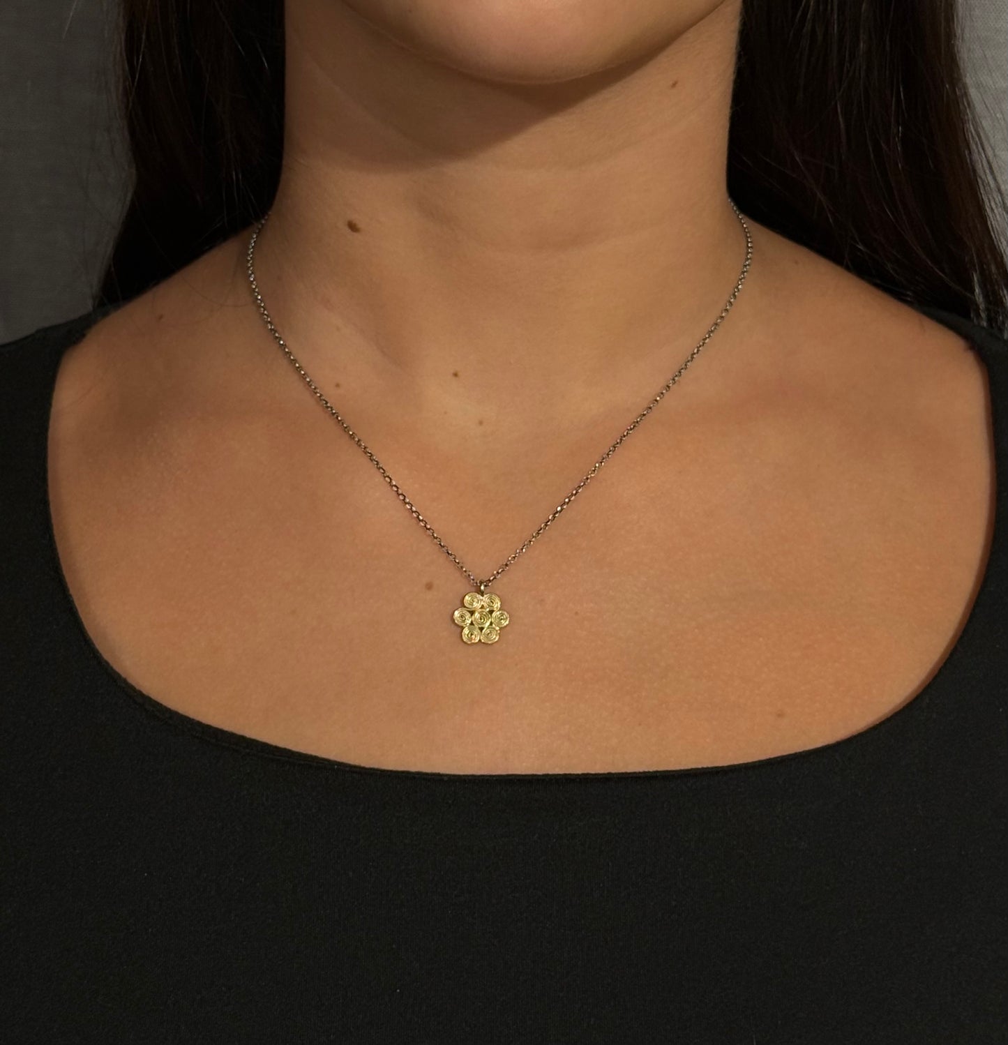 Spiral Flower Necklace - Brass/Sterling