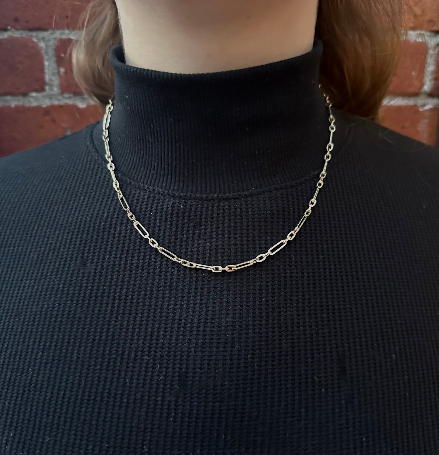 Solid Gold Long and Short Links Chain