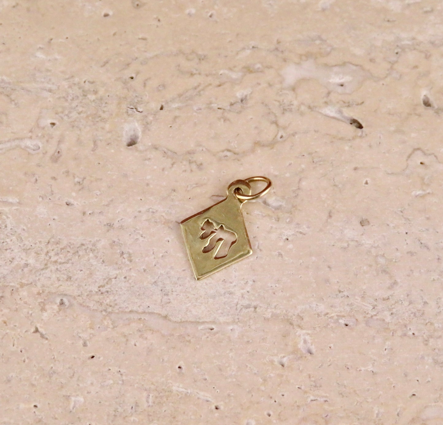 14k Gold Cutout Chai Charm