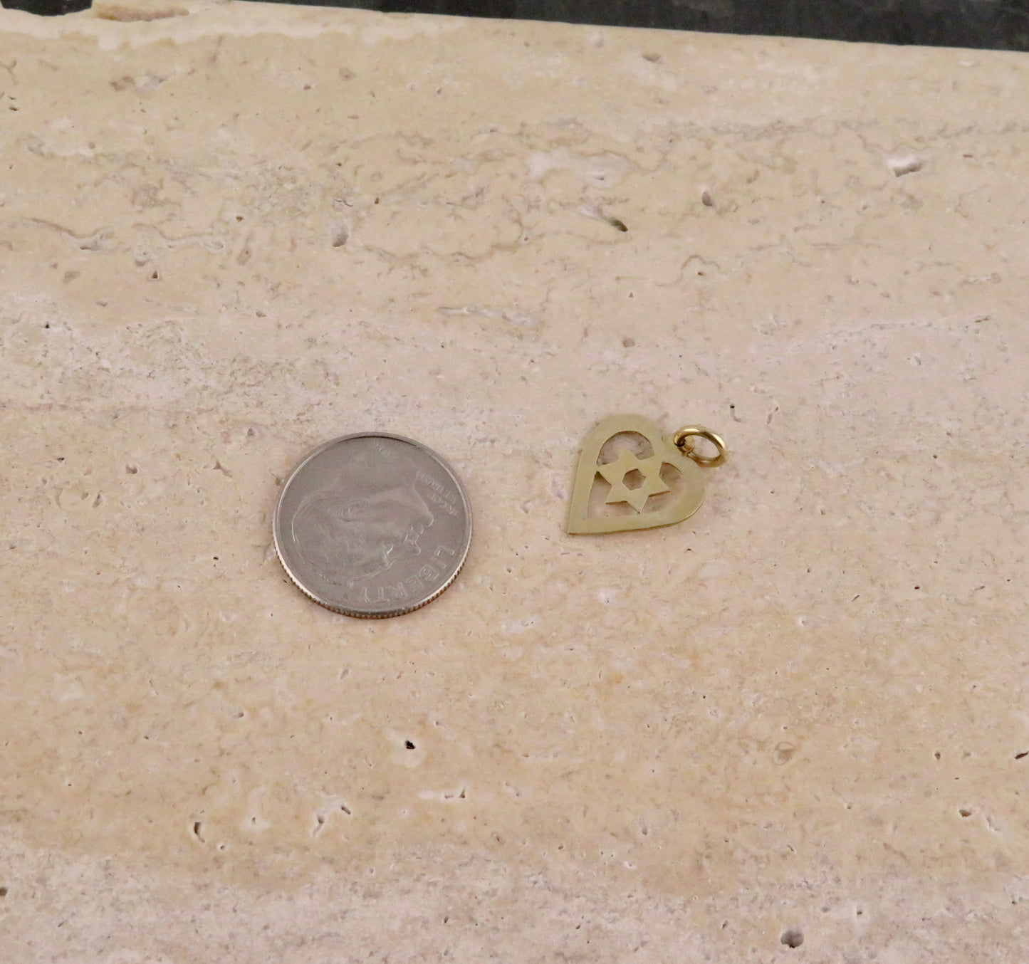 Solid Gold Star of David in Heart Pendant