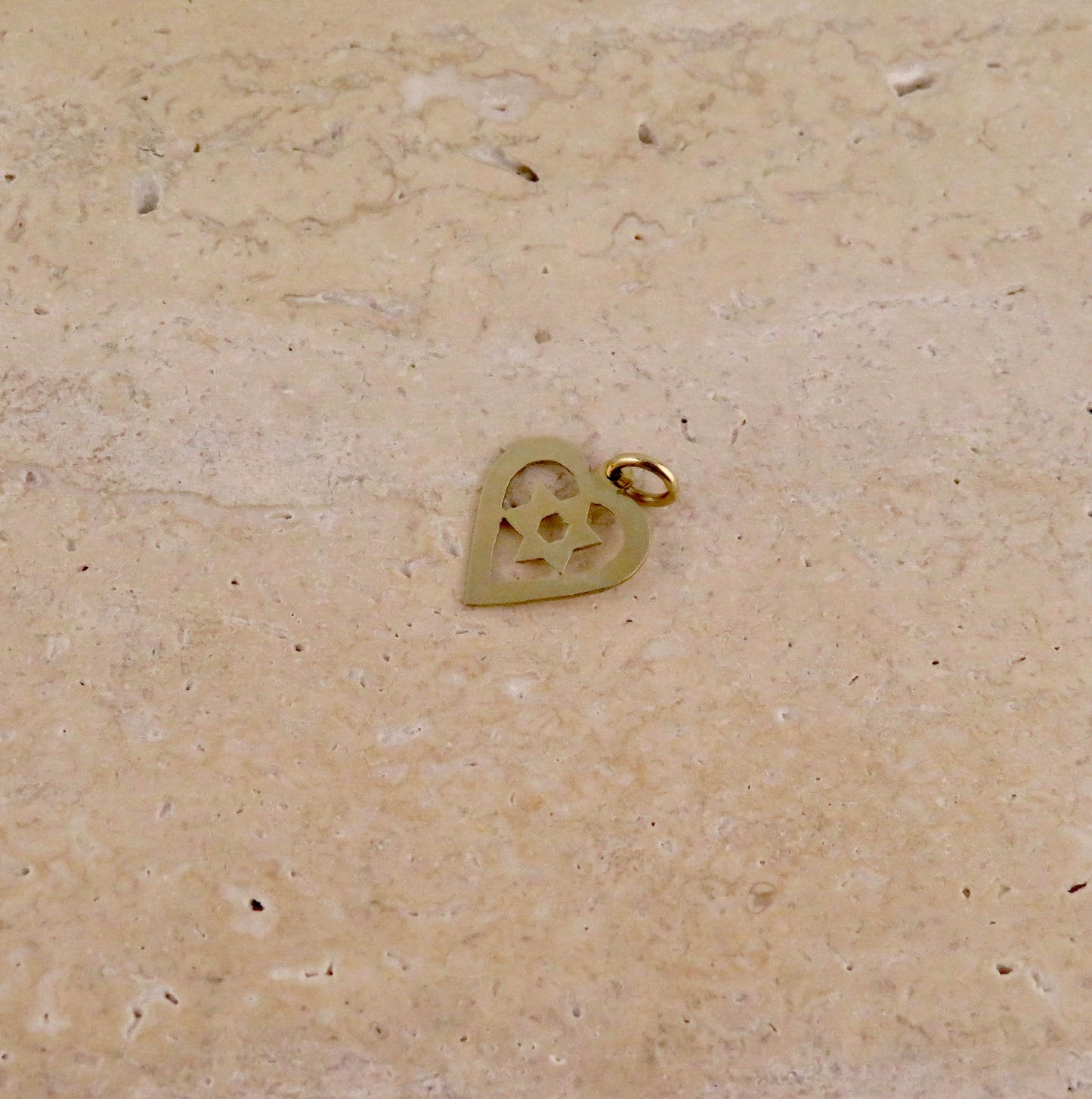 Solid Gold Star of David in Heart Pendant