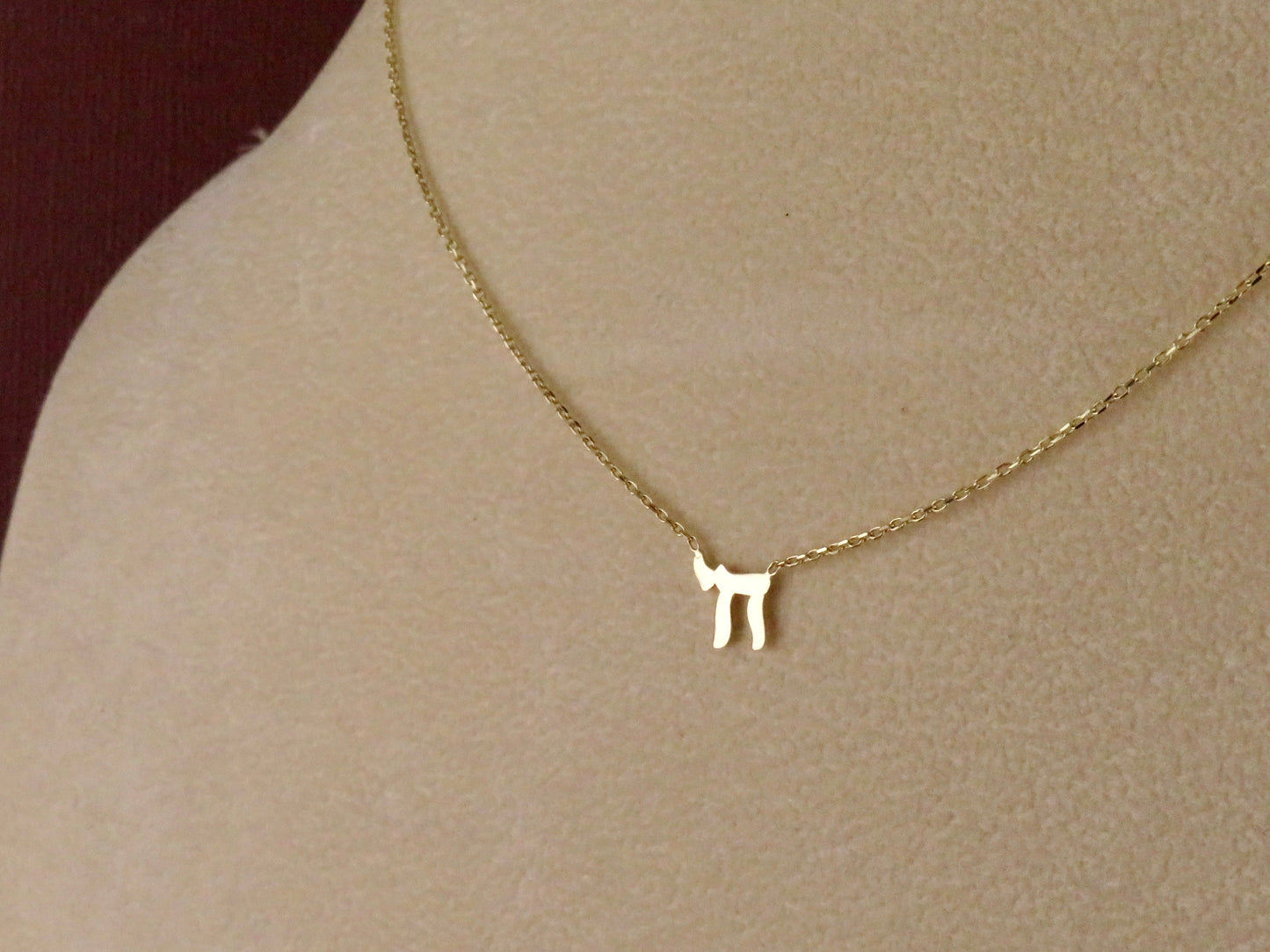 14k Solid Gold 'Chai' Necklace (16-18" Adj.)