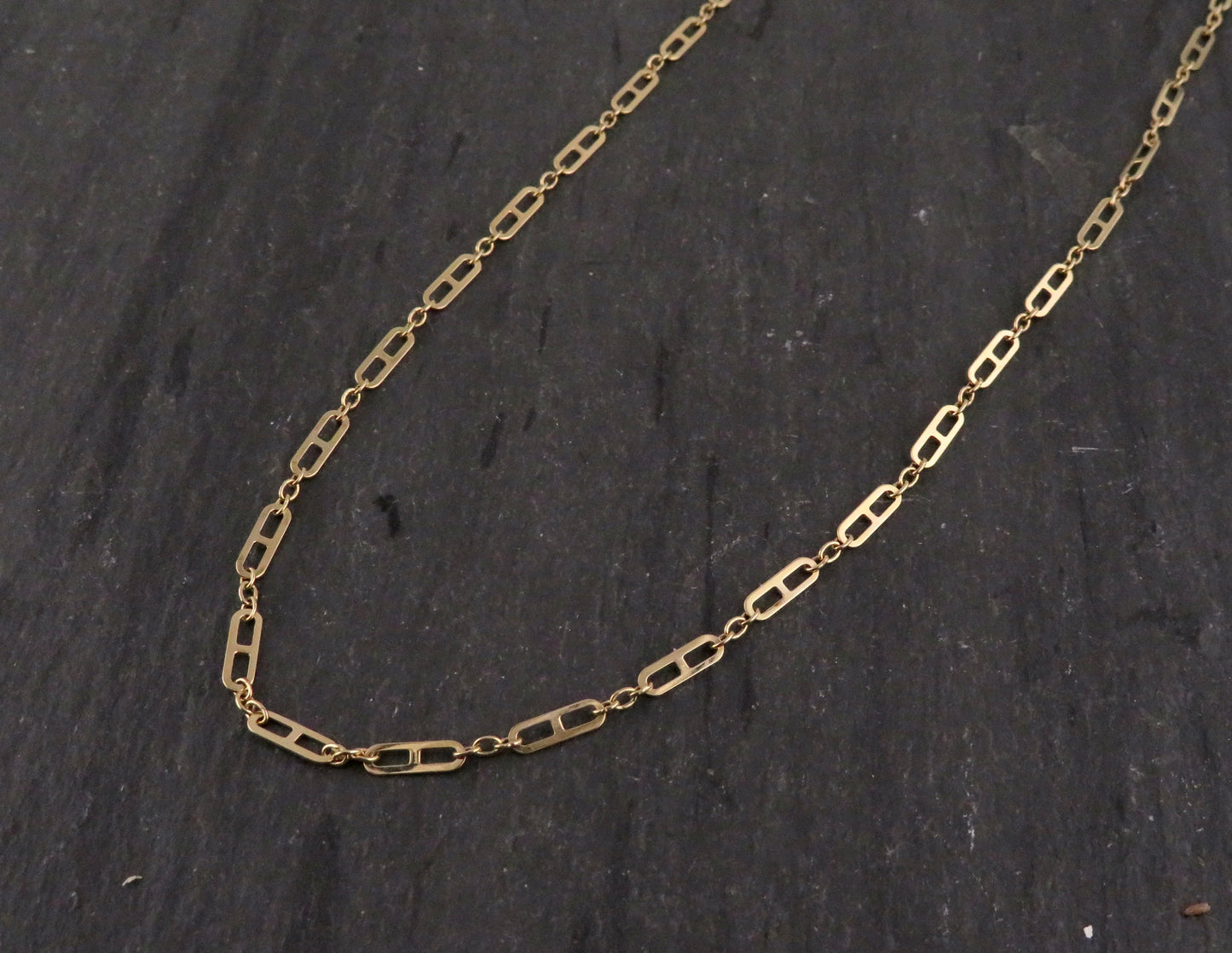 14k Solid Gold Delicate Links Necklace (16-17" Adj.)