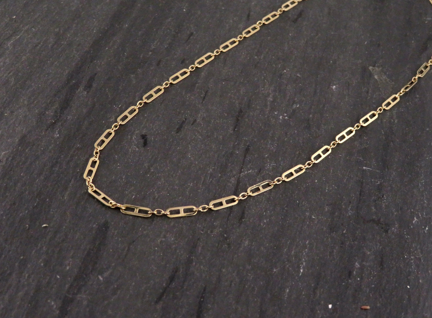 14k Solid Gold Delicate Links Necklace (16-17" Adj.)