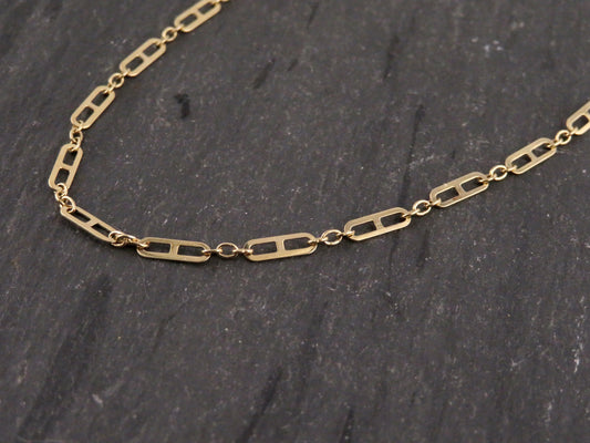 14k Solid Gold Delicate Links Necklace (16-17" Adj.)