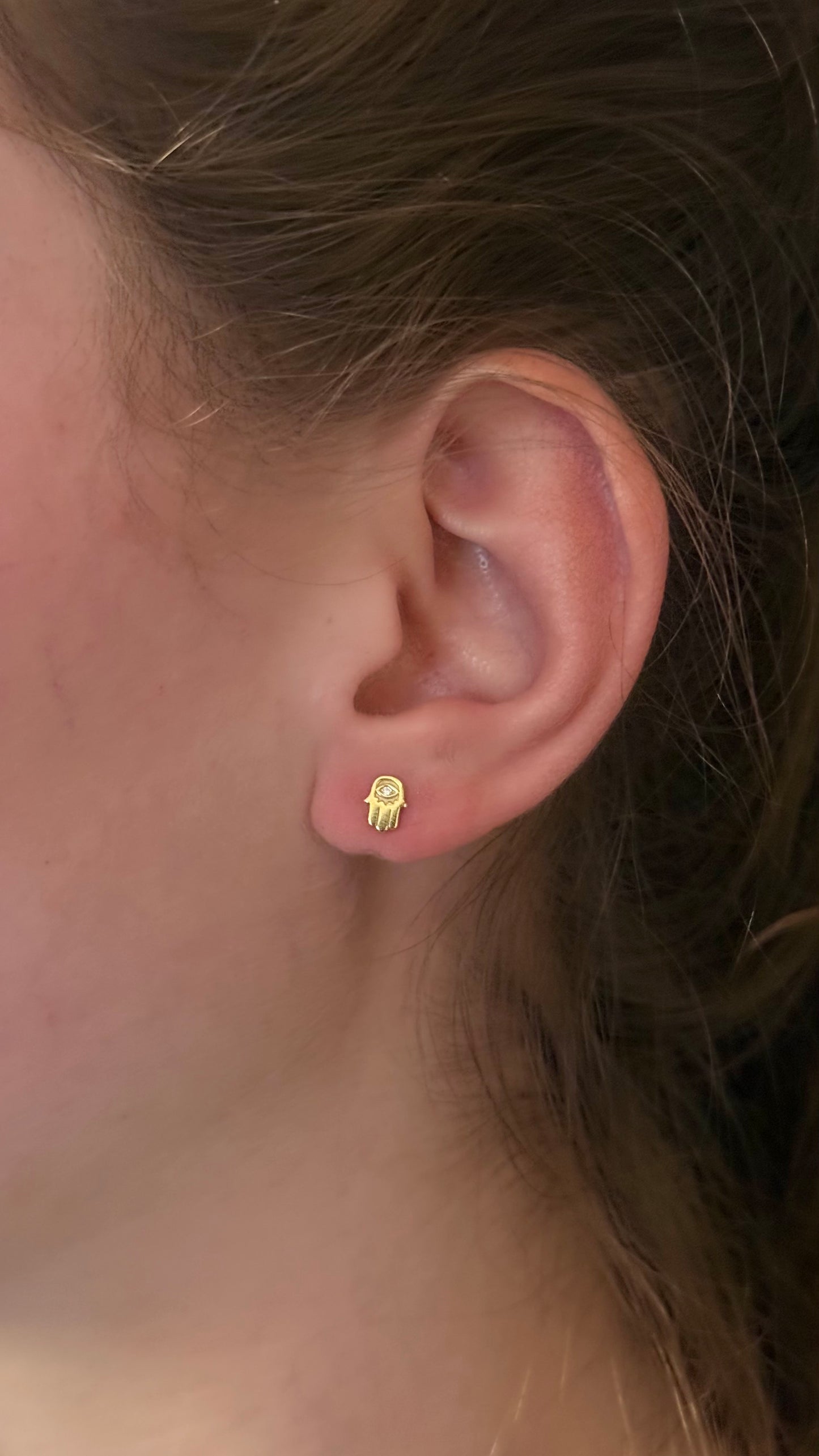Mini Hamsa Post Earrings - Gold