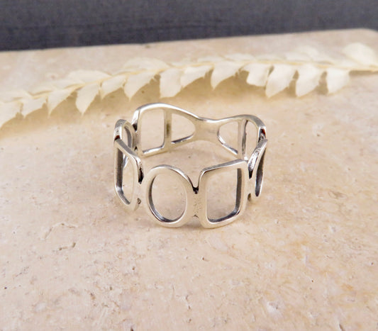 Silver Geo Shapes Ring
