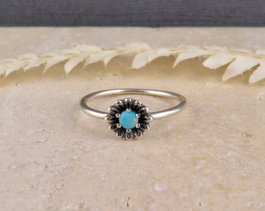 Dainty Turquoise Flower Ring