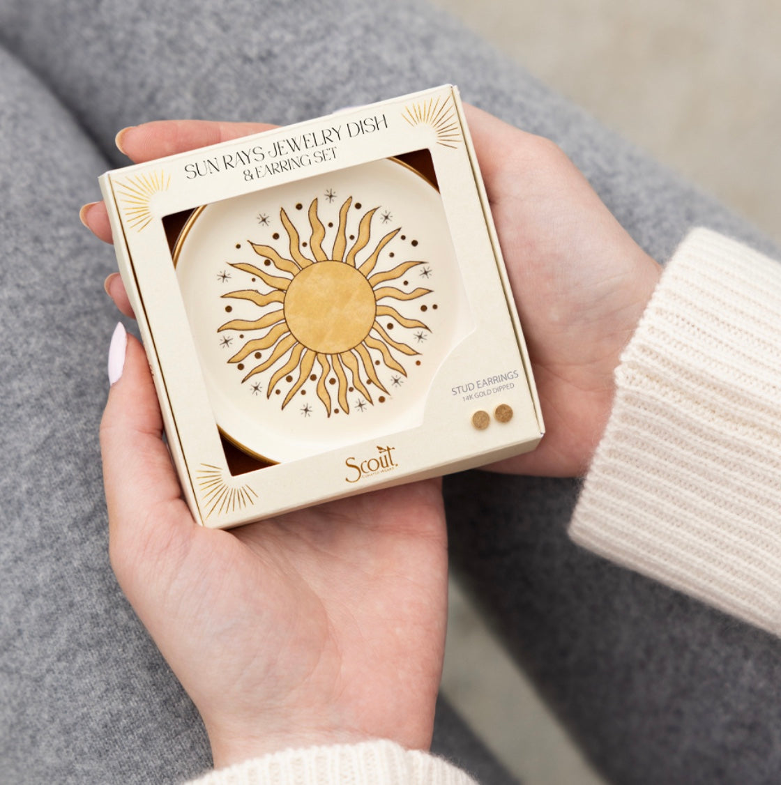 Jewelry Dish and Stud Earrings Set - Sun Rays