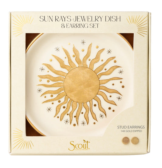Jewelry Dish and Stud Earrings Set - Sun Rays