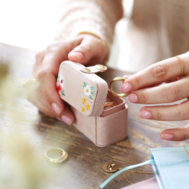 Embroidered Mini Travel Jewelry Case
