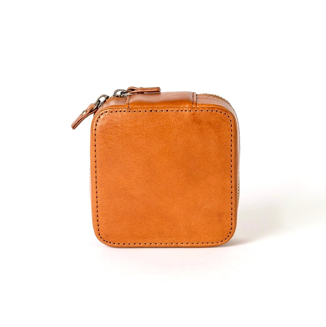 Genuine Leather Jewelry Travel Case - Cognac