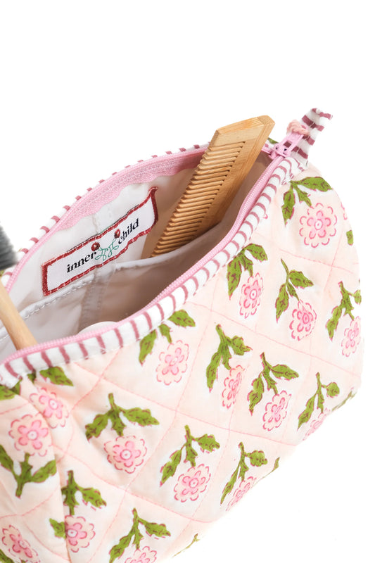 Toiletry Pouch - Mona Blockprint Pink - sm
