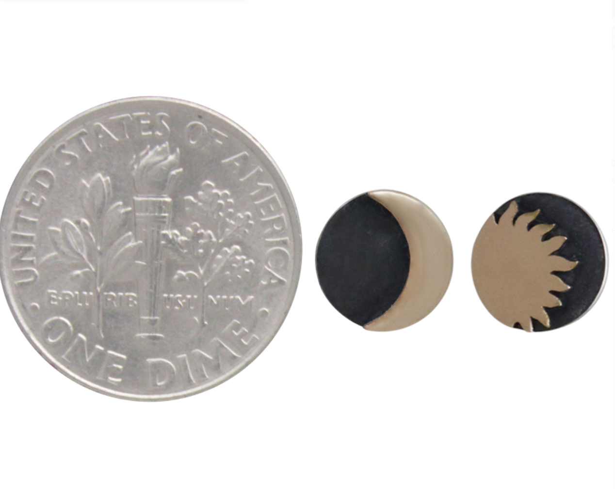Mixed Metal Moon and Sun Post Earrings