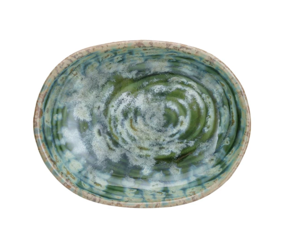 Stoneware Green Dish