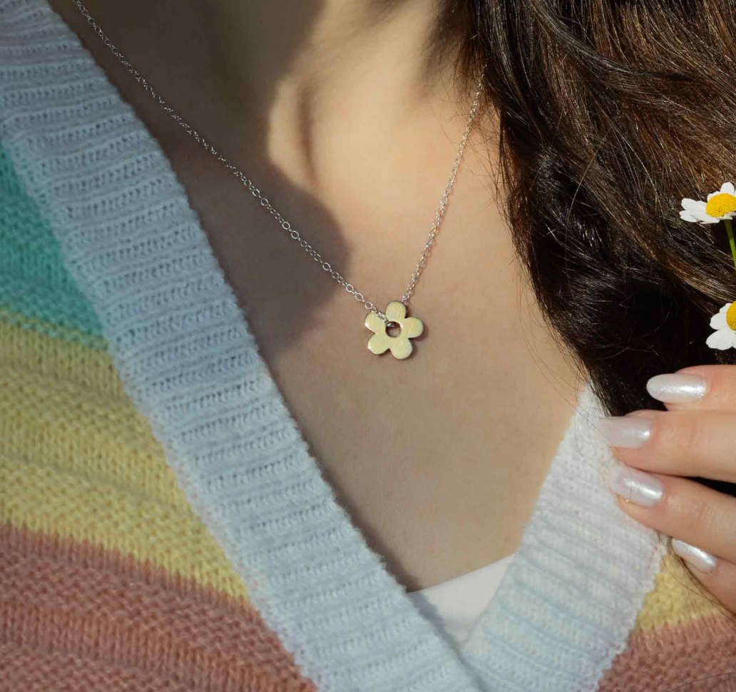 Daisy Open Flower Necklace - Bronze/Sterling