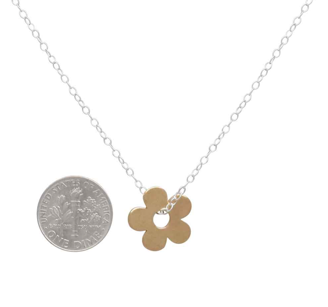 Daisy Open Flower Necklace - Bronze/Sterling