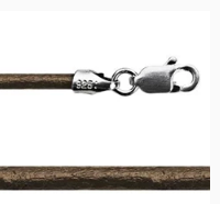 Brown Leather 2mm Cord - 18" - Sterling