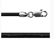 Black Leather 2mm Cord - 20" - Sterling