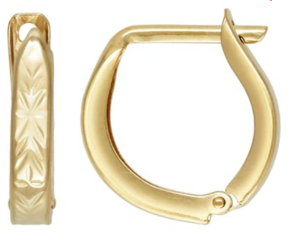 Etched Huggie Hinged Hoop Earrings - GF