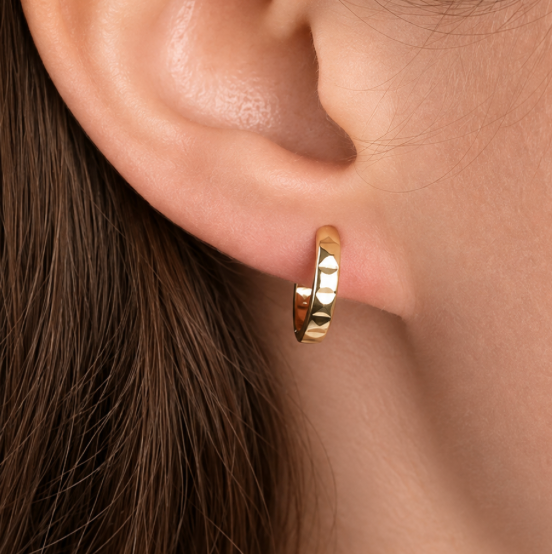 Geometric Huggie Hinged Hoop Earrings - GF