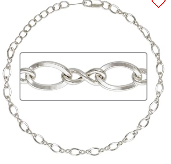 Figure 8 Cable Chain Bracelet - Sterling - 6.5" + 1" Extender