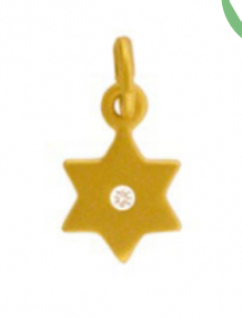 Gold Vermeil Star David w Small Diamond