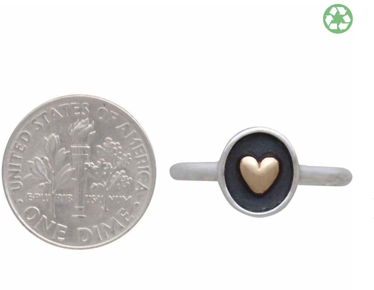 Shadow Box Heart Ring - Sterling/Bronze