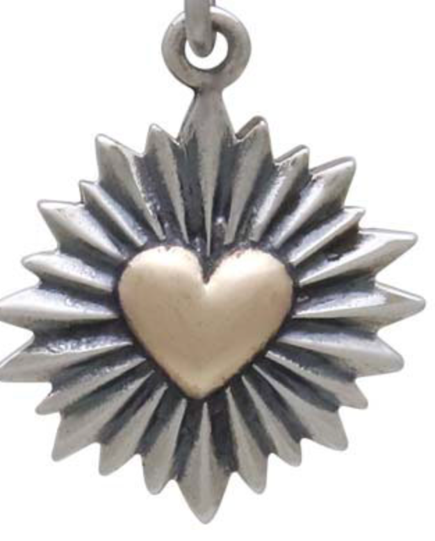 Heart Burst Necklace - Sterling/Bronze
