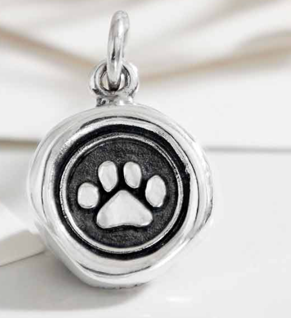 Paw Print Wax Seal Necklace - Sterling