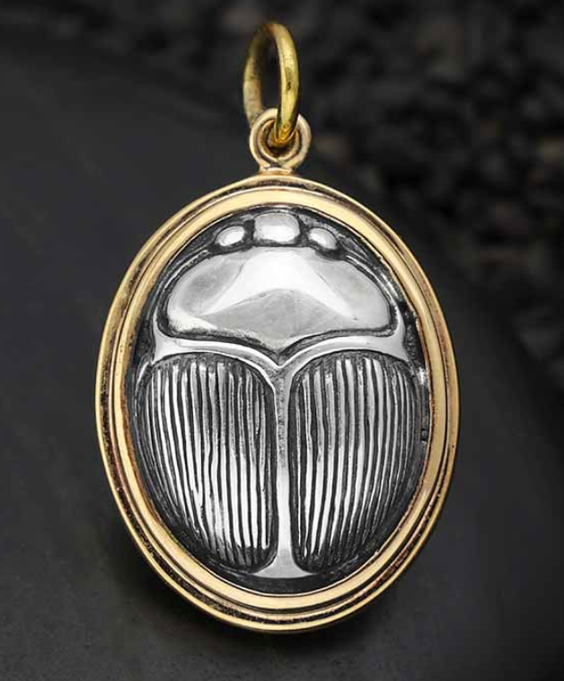 Scarab Necklace - Sterling/Bronze