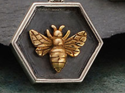 Framed Mixed Metal Bee Hexagon Necklace