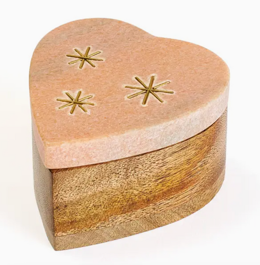 Jaipuri Heart Keepsake Box Pink Marble