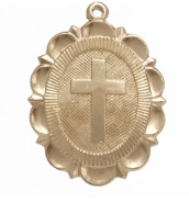 Fancy Cross Oval Medallion Necklace - Gold