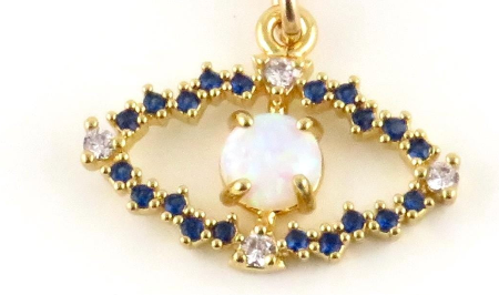 Opal and Blue Tones Eye Necklace - Gold